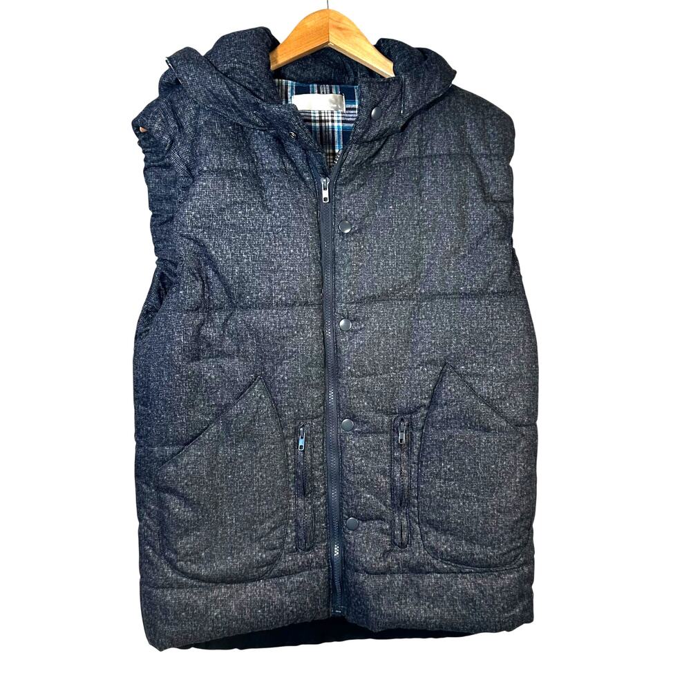 Dang Kko Mens Puffer Hooded Vest Gray Size Large Gorp Core Neutral Winter Casual